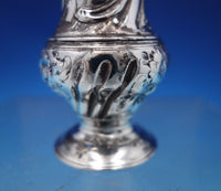 English Georgian Sterling Silver Pepper Shaker Hand Engraved w/Flowers (#6819-2)