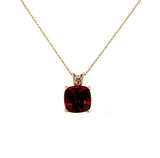 14k Rose Gold 3.83 Carat Cushion Genuine Natural Garnet Pendant (#J5578)