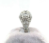 Platinum 2.43 Carat TW Genuine Natural Diamond 3 Stone Filigree Ring (#J5520)