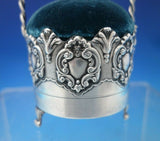 Sterling Silver Pin Cushion with Teal Velvet and Handle 5 1/2" 1.9 ozt. (#6467)