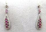 14k Gold Dangle Earrings with Genuine Natural Rubies and Diamonds (#J1066)