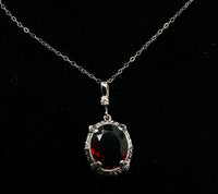 10k Gold Vintage 4.66 Carat Genuine Natural Garnet Pendant with Diamond (#J5577)