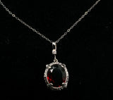 10k Gold Vintage 4.66 Carat Genuine Natural Garnet Pendant with Diamond (#J5577)