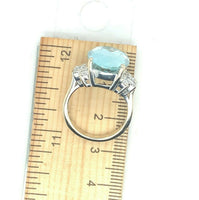 18k White Gold Large 9.45 Carat Genuine Natural Aquamarine Ring (#J5228)