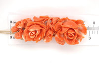 14k Yellow Gold XL Carved Genuine Natural Coral Pin Pendant Flowers (#J6178)