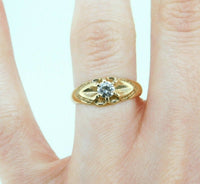 14k Yellow Gold Victorian Belcher .25ct Genuine Natural Diamond Ring (#J749)