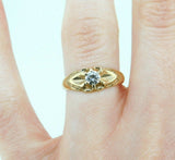 14k Yellow Gold Victorian Belcher .25ct Genuine Natural Diamond Ring (#J749)