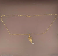 10k Yellow Gold Pierced Diamond and Pearl Lavaliere Pendant (#J4822)