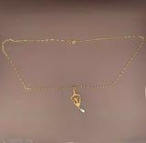 10k Yellow Gold Pierced Diamond and Pearl Lavaliere Pendant (#J4822)