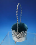 Sterling Silver Pin Cushion with Teal Velvet and Handle 5 1/2" 1.9 ozt. (#6467)