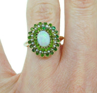 10k Yellow Gold Large Victorian Opal Ring with Seed Pearls (#J4790)