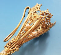Gilt Bronze Tussie Mussie Posey Posy Holder with Carved Mother of Pearl (#J1316)