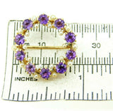 14k Yellow Gold Victorian Amethyst and Pearl Circle Pin (#J4438)