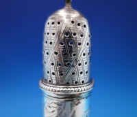 English Georgian Sterling Silver Pepper Shaker Hand Engraved w/Flowers (#6819-2)