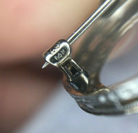 14k White Gold Filigree Circle Ribbon Genuine Natural Diamond Pin (#J5293)
