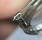 14k White Gold Filigree Circle Ribbon Genuine Natural Diamond Pin (#J5293)