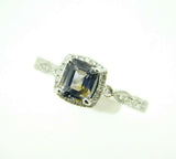 14k White Gold 1.23ct Grey Genuine Natural Spinel Ring with Diamond Halo #J4457