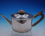 Georgian English Silver Tea Pot with Wood Handle and Beaded Border (#4247)