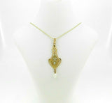 10k Yellow Gold Victorian Lavaliere Pendant with Pearl and Diamond (#J4539)