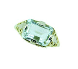 Art Deco 14k Yellow Gold Filigree 2.72ct Genuine Natural Aquamarine Ring #J4521