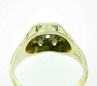 Art Deco 14k Yellow Gold Genuine Natural Diamond Ring Engraved Date 1926 (#J730)