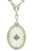 10k Oval Genuine Natural Crystal Quartz Necklace with Cast Chain (#J4090)