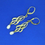 8k Yellow Gold Art Nouveau Style Drop Diamond Earrings (#J4474)