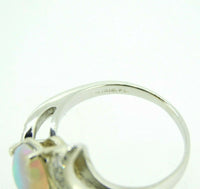 Platinum .97ct Genuine Natural Opal Ring with .15ct Diamonds (#J4356)