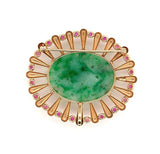 14k Yellow Gold Retro Jadeite Jade and Ruby Pin with GIA Report (#J5665)