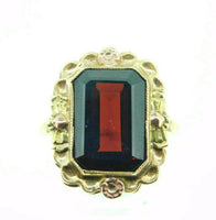 10k Yellow Gold 8.4 Carat Genuine Natural Garnet Ring with Flowers (#J1857)