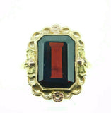 10k Yellow Gold 8.4 Carat Genuine Natural Garnet Ring with Flowers (#J1857)