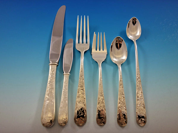 Old Maryland Engraved Kirk Sterling Silver Flatware Set 8 Service Dinner G Mono