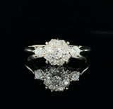 Platinum 1 Carat Total Weight Genuine Natural Diamond Rosette Ring (#J5495)