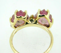 14k Yellow Gold Pink Genuine Natural Tourmaline Butterfly Ring (#J5039)