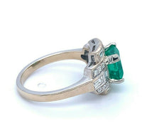 18k White Gold 1.70 Carat GIA Genuine Natural Emerald and Diamond Ring (#J5199)