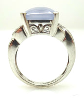 14k Gold Blue-Grey Genuine Natural Chalcedony Ring with Diamonds (#J3558)