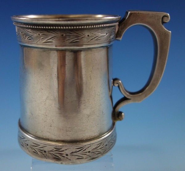 Whiting Sterling Silver Baby Child's Cup Mug Brite-Cut Border and Beading #35