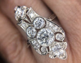 Platinum 14k White Gold Art Deco 2 Carat Genuine Natural Diamond Ring (#J3958)
