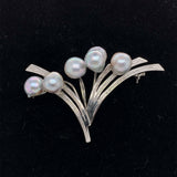Vintage Sterling Blue Akoya Cultured Pearl Pin (#J5410)