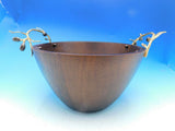 Olive Branch by Michael Aram Brass Gold Serving Set with Wood Serving Bowl - New