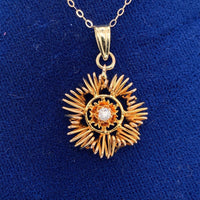 14k Yellow Gold Victorian Genuine Natural Diamond Lavaliere Pendant (#J5544)