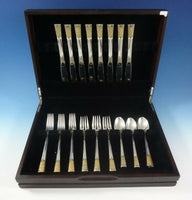 Golden Columbine by Lunt Sterling Silver Flatware Set For 8 Service 32 Pieces