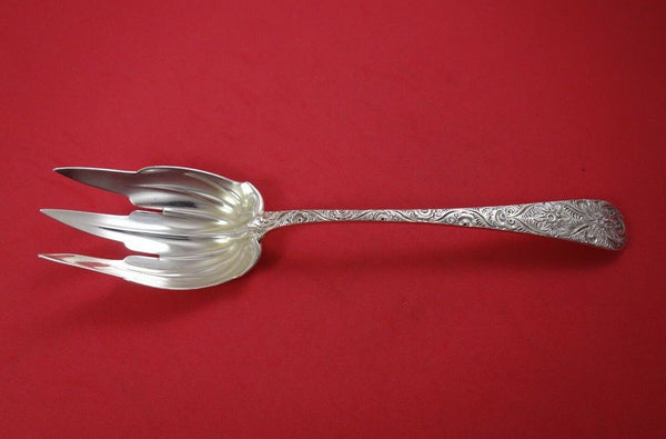 Antique Engraved by Tiffany and Co Sterling Silver Salad Serving Fork 9 1/2"