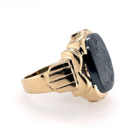 10k Yellow Gold Men's Genuine Natural Hematite Carved Intaglio Ring (#J5551)