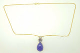 10k Gold Huge Genuine Lavendar Jade Pendant with Tanzanites (#C3650)