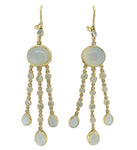 14k Gold Genuine Natural Moonstone Large Drop Earrings 19 Carats (#J4171)