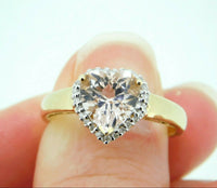 14k Yellow Gold Heart Genuine Natural Morganite Ring with Diamond Halo (#J4427)