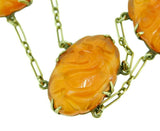 14k Gold Art Deco Chinese Export Genuine Natural Carnelian Bracelet (#J4663)