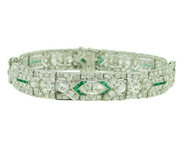 Art Deco Platinum 7.6ct Diamond Bracelet (#J4605)