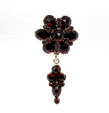 Genuine Natural Bohemian Garnet Rosette Dangle Earrings (#J5530)
